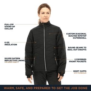 RefrigiWear Women's Jacket Lightweight Quilted Insulated Coat Black Size Small